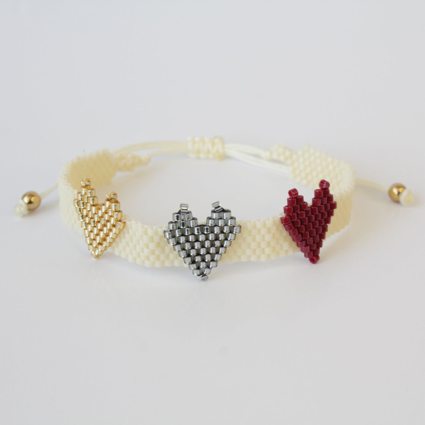 Stylish and Versatile Miyuki Three Hearts Wrap Bracelet