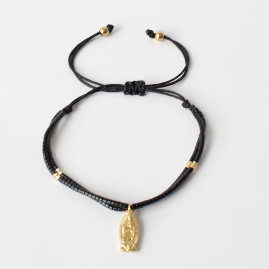 Stylish and Versatile Miyuki Guadalupe Black and Gold Wrap Bracelet