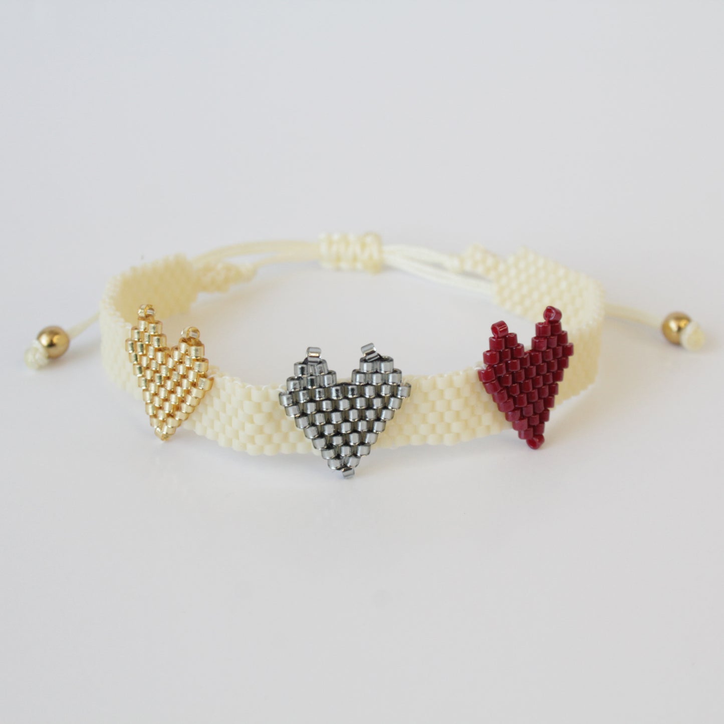 Stylish and Versatile Miyuki Three Hearts  Wrap Bracelet