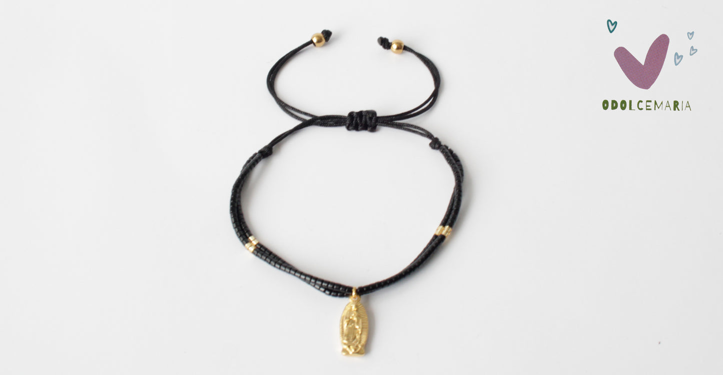 Stylish and Versatile Miyuki Guadalupe Black and Gold Wrap Bracelet