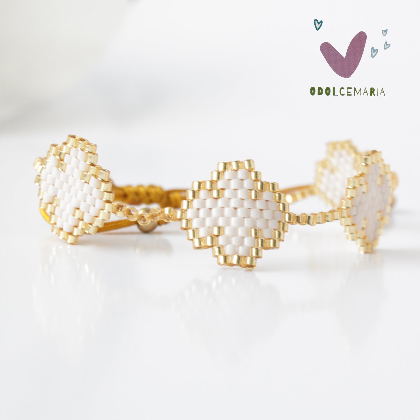 Miyuki White and Gold Flower Wrap Bracelet