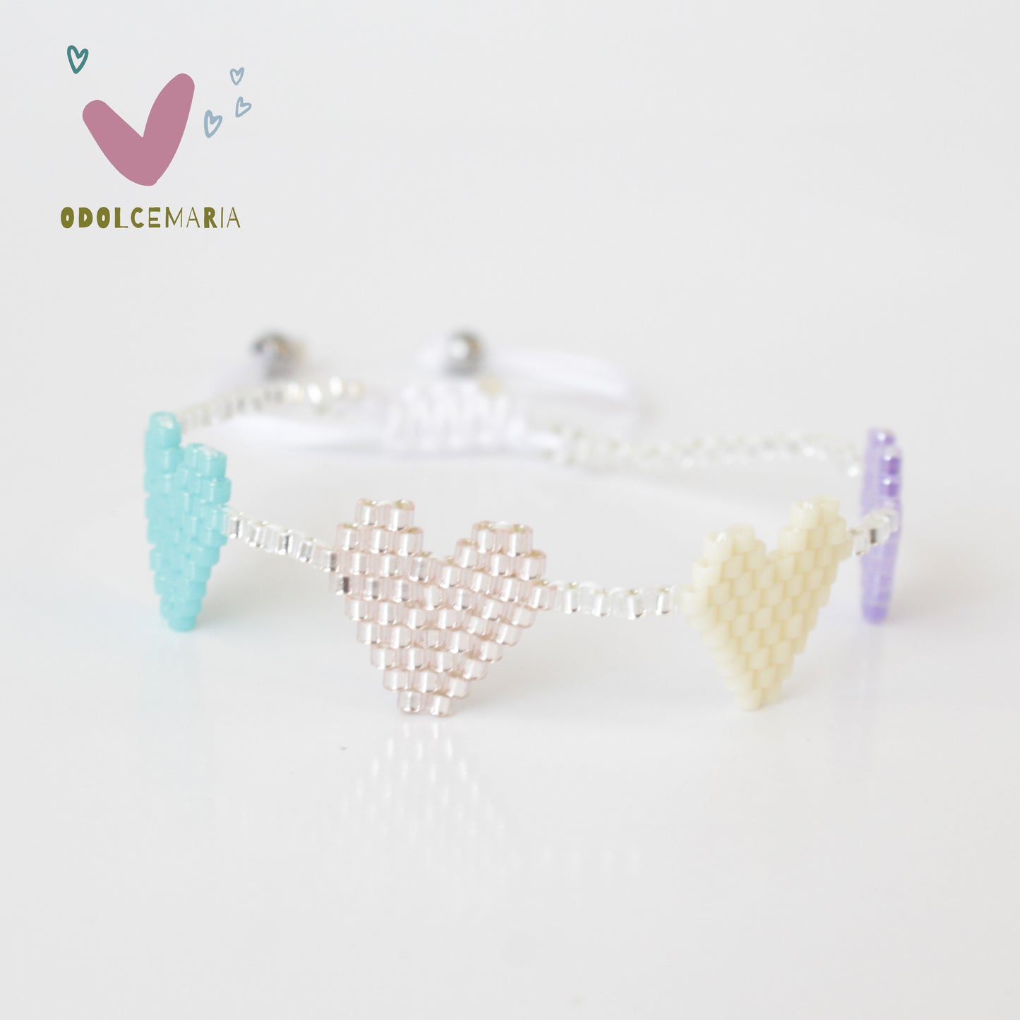 Miyuki pastel hearts Wrap Bracelet