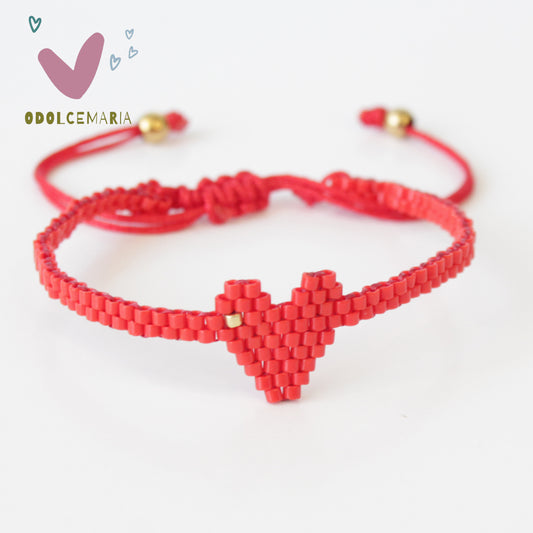 Miyuki Red Heart Wrap Bracelet