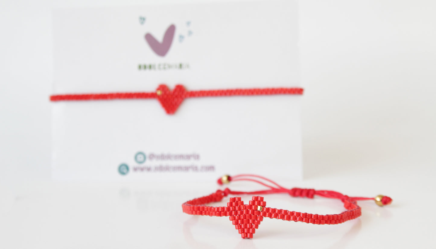 Miyuki Red Heart Wrap Bracelet