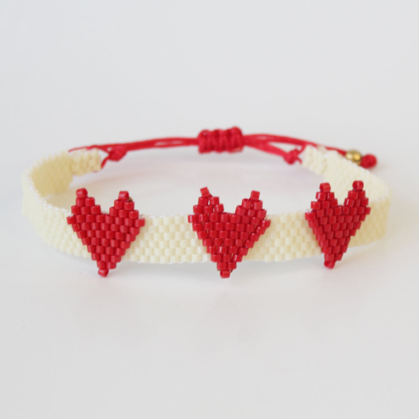 Miyuki Red and Beige Wrap Bracelet