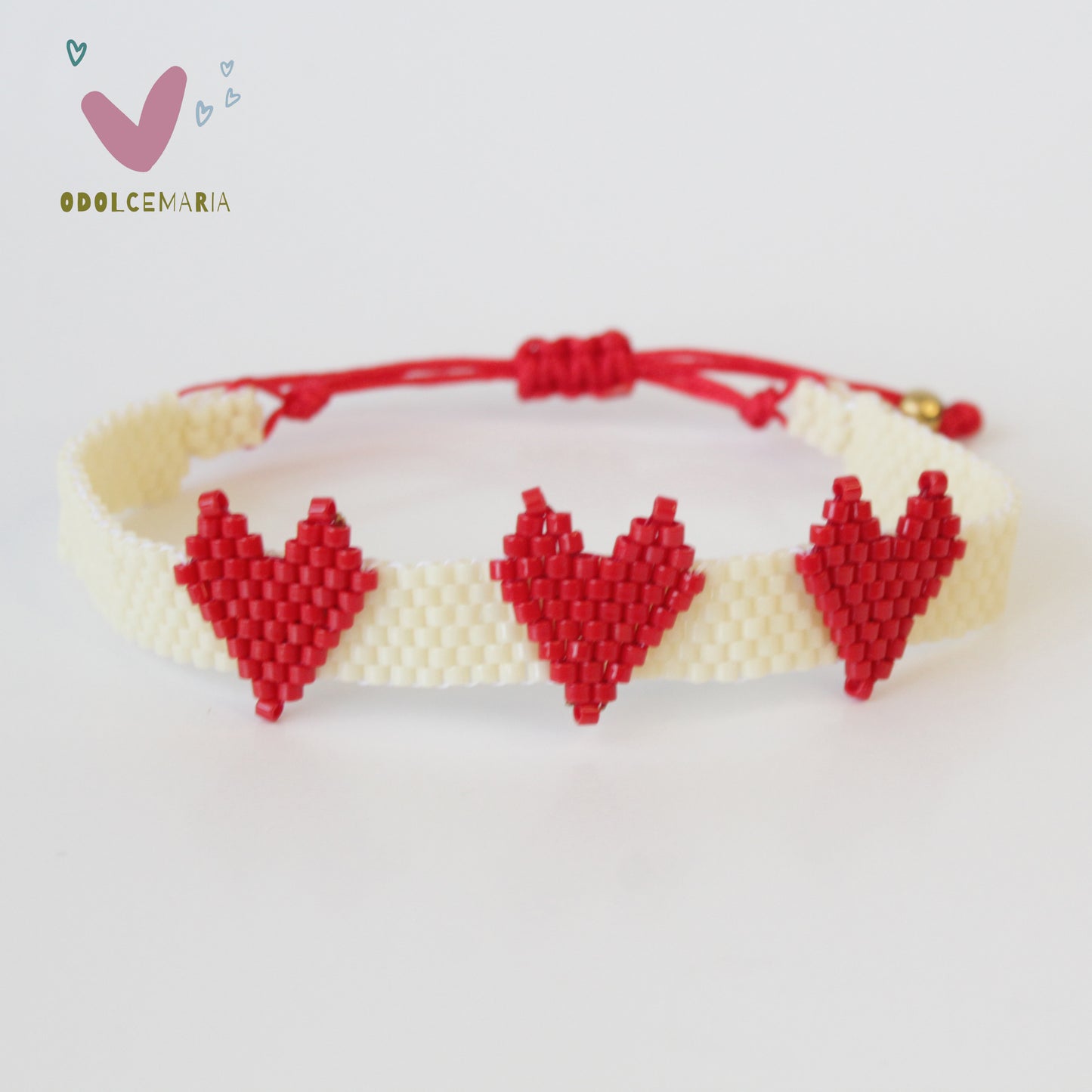 Miyuki Red and Beige Wrap Bracelet