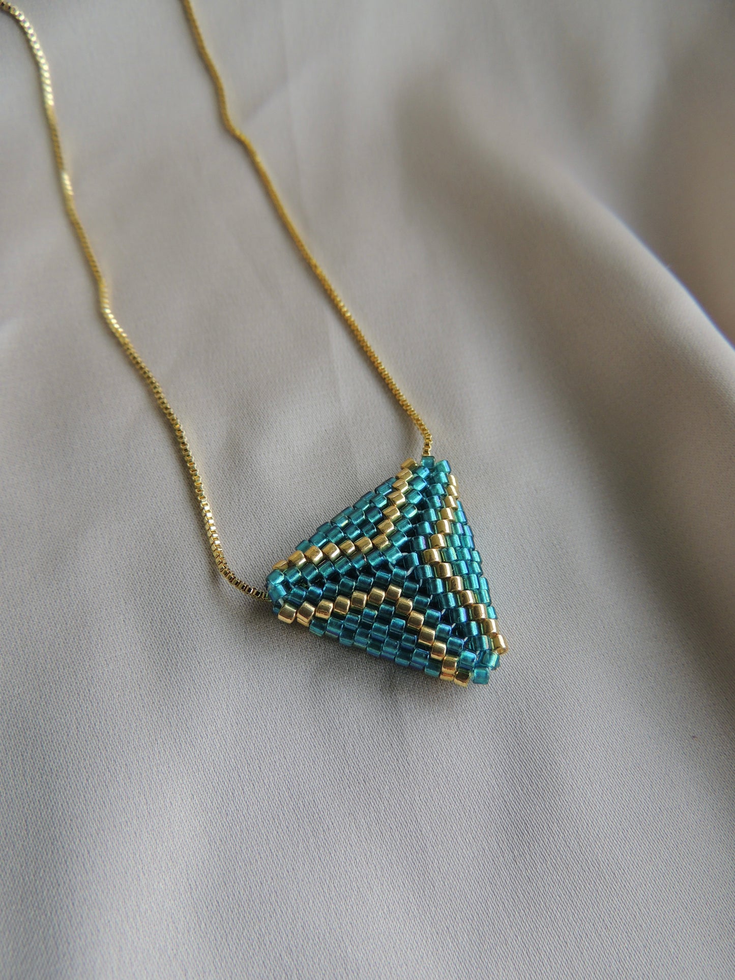 Stylish and Versatile Miyuki  Gold Aquamarine Necklace