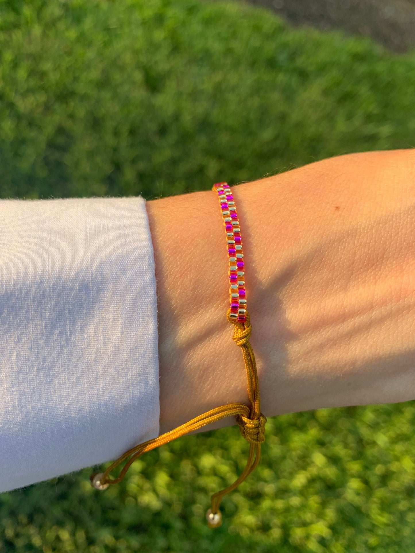 Bracelet -  Tennis time Gold plated and fuchsia