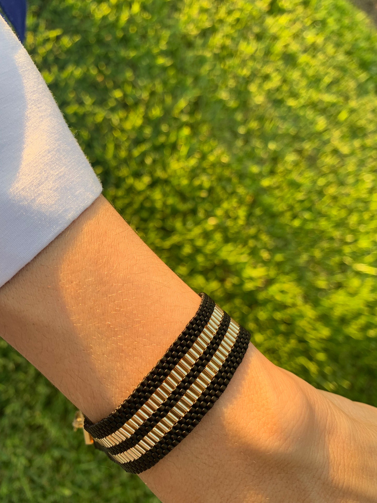 Elegant Miyuki Black and Gold Wrap Bracelet