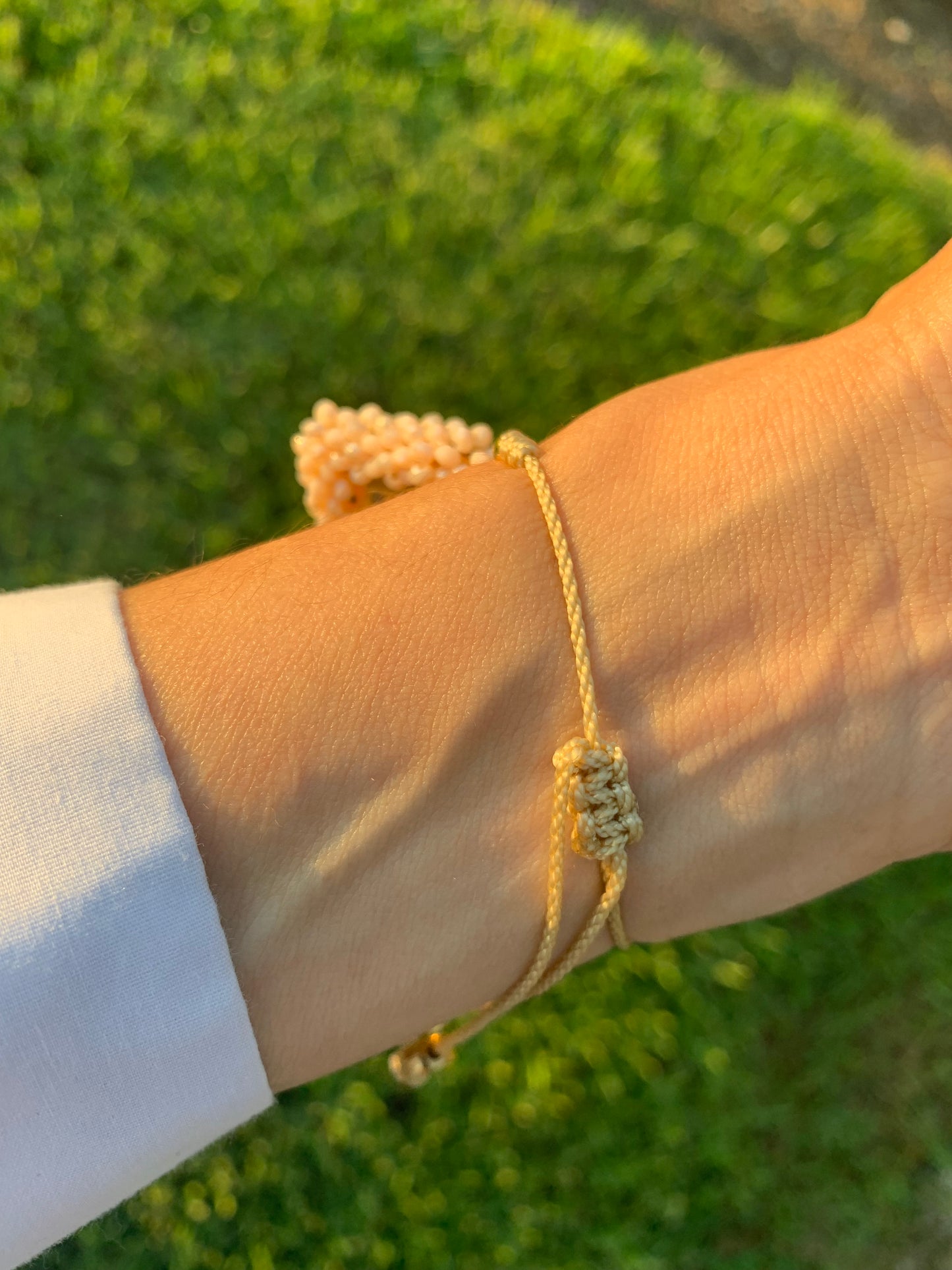 Handmade Nude and Gold plated Scapular bracelet